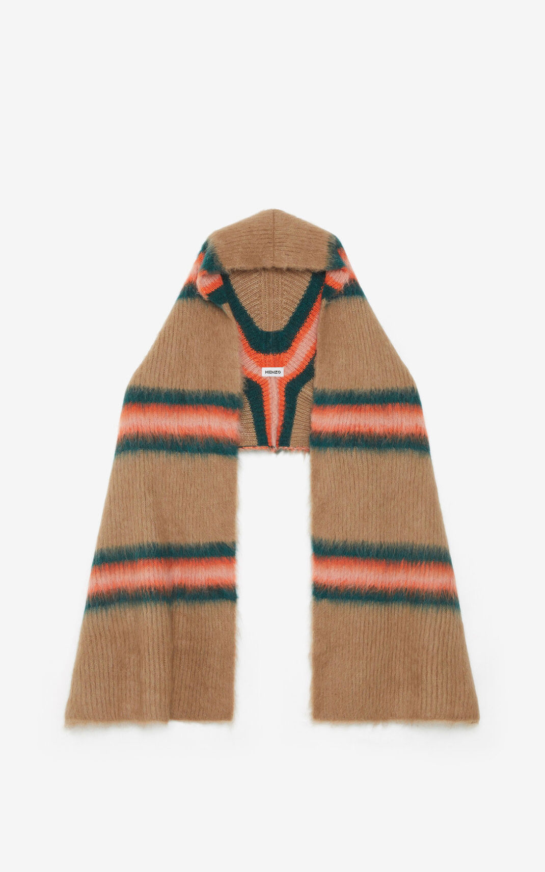 Kenzo Striped alpaca wool Sjaal Heren DonkerBeige | 24967RIPS